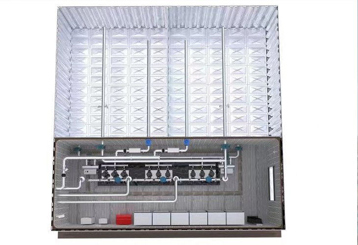 Hình minh họa cắt lớp trạm bơm tích hợp bể chứa